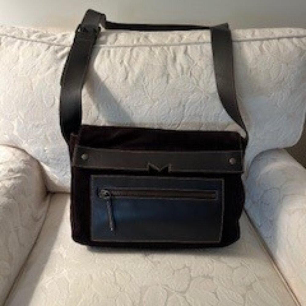 MaxMara Brown Suede Purse with leather shoulder strap